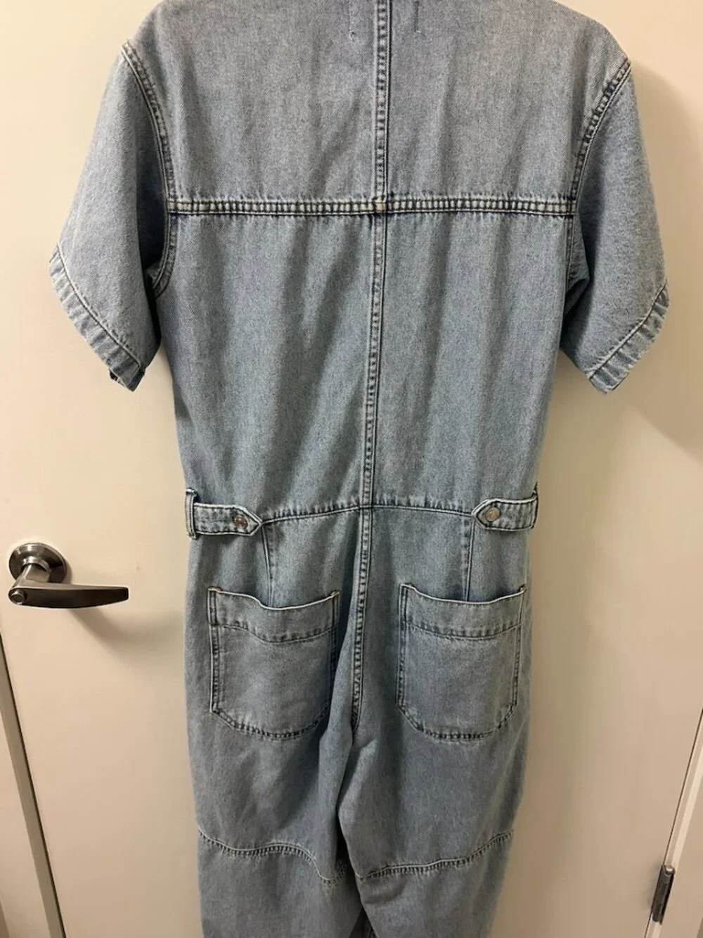Free People Blue On The Run Cropped Coverall Size Medium - Picture 3 of 4